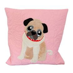 Handy Pets Patchwork - Povlak na dětský polštářek - Mops - růžový 42 x 42 cm