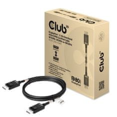 Club 3D adaptér aktivní DisplayPort 2.1 na DisplayPort 2.1 4K120Hz/8K60Hz HDR (M/M), 1.2m, černá