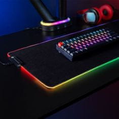 NanoRS RS705 XXL Herní podložka pod myš a klávesnici 80x30cm, LED RGB osvětlením černá 72435