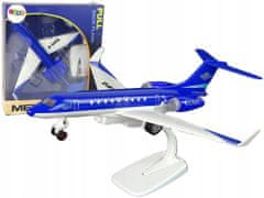 Lean-toys Osobní Letadlo G-650 Pohon Zvuk Světla Kov Modrá