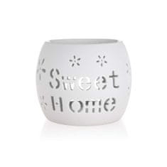 HOME DECOR Aroma lampa porcelánová 10,5 x 10,5 cm, Sweet Home, bílá, sada 2 ks