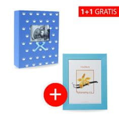 Gedeon Akce 1+1: Fotoalbum 10x15/200 MIRACLE modré + Dřevěný rámeček DRC11K 15x20 C4 modrý navíc