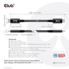 Club 3D Kabel USB4 Gen3x2 Typ C 8K60Hz UHD Power Delivery 240W, (M/M), 300cm (CAC-1579)