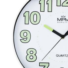MPM QUALITY Designové plastové hodiny MPM Laris, bílá