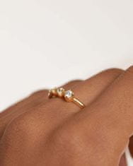 PDPAOLA Blyštivý pozlacený prsten se zirkony Spark Essentials AN01-801 (Obvod 58 mm)