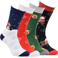 OXSOX barevné veselé vánoční bavlněné froté ponožky O9500223 4-pack, 35-38