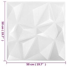 Vidaxl 3D nástěnné panely 24 ks 50x50 cm diamond bílé 6 m²