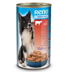 Reno konzerva pro psy kousky s hovězí 1240g