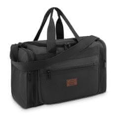 ZAGATTO Cestovní taška černá 40x20x25 do letadla, příruční zavazadlo do letadla, nepromokavý materiál a odolná podšívka, držadla a ramenní popruh, ochranné nožičky, 1 přihrádka a 4 prostorné kapsy / ZG849