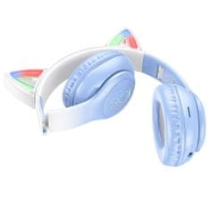 Hoco W42 bezdrátové sluchátka s kočičíma ušima, modré