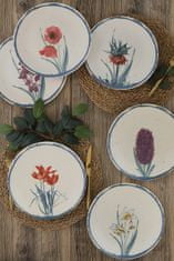 Hermia Keramická sada 6 talířů FLOWS 25 cm bílá