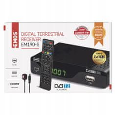 Emos Set-top box digitální pozemní televize DVB-T/T2 HD HEVC