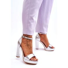 SWEET SHOES Stříbrné sandály na vysokém podpatku velikost 38