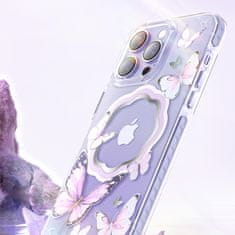 Kingxbar Butterfly Series MagSafe silikonové pouzdro na iPhone 14 PLUS 6.7" Purple butterflies 