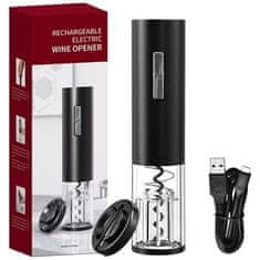 Verk 07089 Automatický elektrický otvírák na víno USB, černý