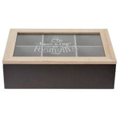 Home&Styling Krabička na čaj, dřevěná, 24 x 17 x 7 cm, černá