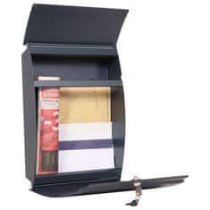 Rottner Harrow poštovní schránka antracit | Cylindrický zámek | 32 x 44.5 x 10.5 cm