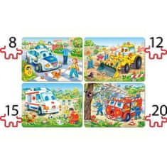 Castorland 4x Puzzle Veselá vozidla – 8, 12, 15 a 20 dílků