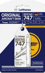 Aviationtag přívěsek ze skutečného letadla B747 Lufthansa, D-ABTE, (bílá)