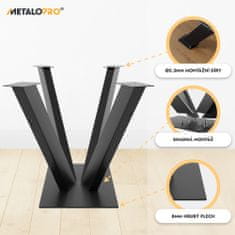 MetaloPro V-Design kovová černá stolní noha, centrální stolová podnož, pro až 150 kg těžké stolové desky, jídelní stůl stolek konferenční stolek obývací stolek, průmyslový moderní obývací pokoj