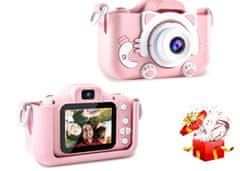 R2Invest Digitální fotoaparát pro děti X5 CAT kočka růžový