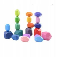 LandToys Dřevěné kostky Stones Montessori 16 kusů