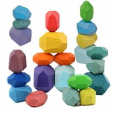 LandToys Dřevěné kostky Stones Montessori 16 kusů