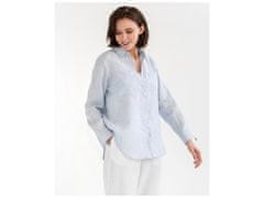 Lněná košile CALPE s dlouhým rukávem v modré barvě Pinstripe Velikost: L