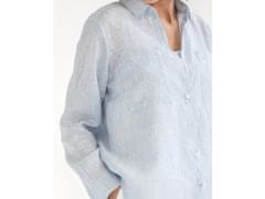 Lněná košile CALPE s dlouhým rukávem v modré barvě Pinstripe Velikost: L
