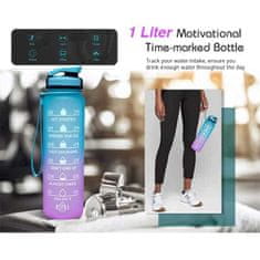 Netscroll Zůstaňte Hydratováni a Motivováni: 1L Inspirační Vodní Láhev s Časovými Značkami & Povzbuzujícími Frázemi - Váš Denní Partner pro Hydrataci!, (1000 ml), MotivationalBottle