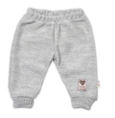 Baby Nellys Pletené kojenecké kalhoty Hand Made, šedé, vel. 80/86