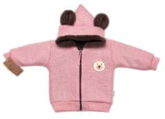 Baby Nellys Oteplená pletená bundička Teddy Bear, dvouvrstvá, růžová, vel. 68/74