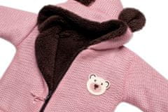 Baby Nellys Oteplená pletená bundička Teddy Bear, dvouvrstvá, růžová, vel. 68/74