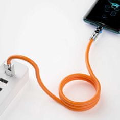 DUDAO Úhlový kabel USB - USB C 120W otočný o 180° Dudao 120W 1m - oranžový