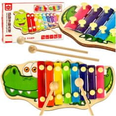Aga Barevný dřevěný Xylofon pro děti Krokodýl