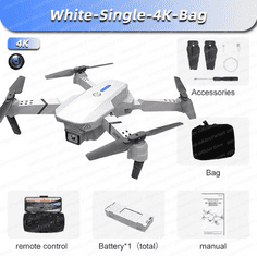 Dron 4K Kamera, WiFi, Aplikace pro Android a iOS, Kvadrokoptéra rychlost až 33 km/h, bílá