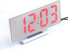 Pronett XJ3821 Multifunkční zrcadlové hodiny s budíkem, bílé s červenými číslicemi
