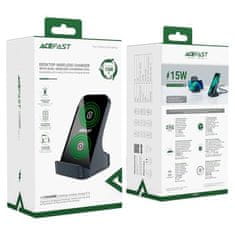 AceFast 15W bezdrátová indukční nabíječka Qi s telefonním stojanem šedá E14 Acefast