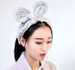 For Fun & Home Kosmetická čelenka do vlasů s králičími ušima, měkký fleece, univerzální velikost, šířka mašle 7 cm, délka 20 cm