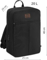 ZAGATTO Cestovní batoh černá do letadla 40x20x25 RYANAIR, cestovní taška černá dámská pánská, lehká a prostorná,pohodlné kšandy,nepromokavý, lze nasadit na rukojeť cestovního kufru, 1 komora a 2 kapsy / ZG771