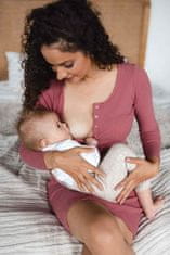 milk & love Těhotenské a kojící šaty žebrované Tummy pudrově růžová L Růžová