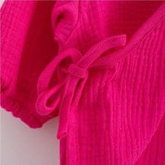 NEW BABY Kojenecké mušelínové šaty s dlouhým rukávem Elizabeth 92 (18-24m) Růžová