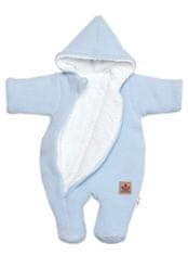 Baby Nellys Zimní pletená kombinézka/overálek s kapucí Baby Nellys - světle modrá, vel. 68