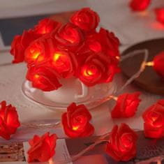 HOME & MARKER® Dekorativní LED světla, Světelný řetěz s růžemi, Romantické LED osvětlení (2m) | LUMEROSE Červená