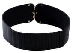 Camerazar Dámský elastický korzetový pás z ekologické kůže, černý, 67-85 cm, šířka 6,3 cm