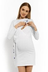 Be MaaMaa Elegantní těhotenské šaty, tunika s výšivkou a stuhou, XXL - bílé (kojící)