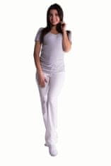 Be MaaMaa Bavlněné, těhotenské kalhoty s regulovatelným pásem - bílé, vel. XXL - XXL (44)
