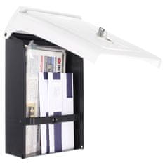 Rottner Posta plastová poštovní schránka černobílá | Cylindrický zámek | 25 x 34 x 11 cm