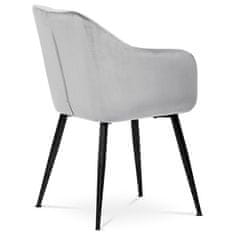 Autronic Moderní jídelní židle Jídelní židle, potah stříbrná matná sametová látka, kovové nohy, černý matný lak (PIKA SIL4)
