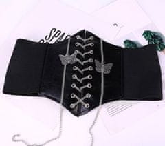 Camerazar Dámský elastický korzetový pásek, černý, šířka 19,5 cm, materiál syntetický elastický s ekokůží